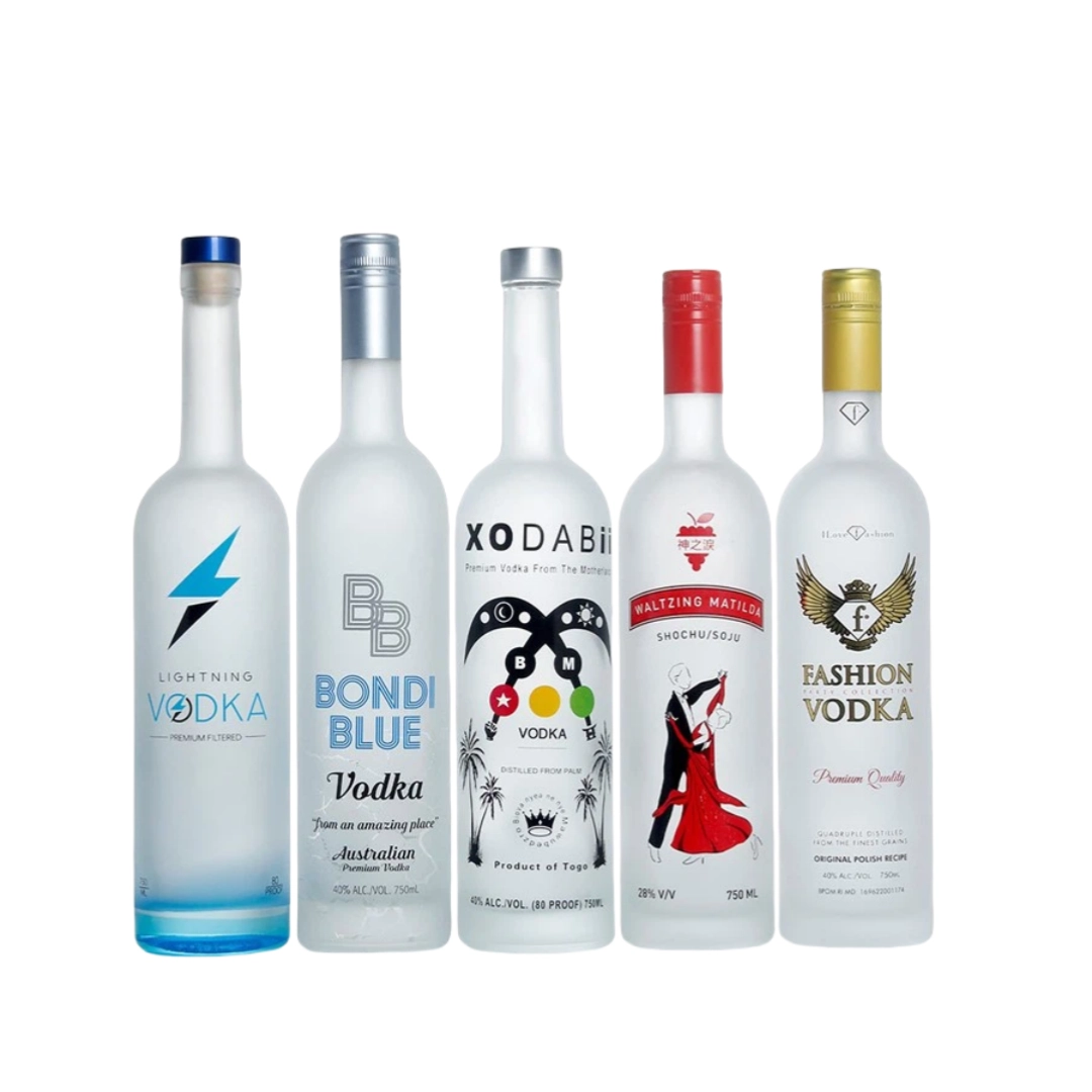 Botella de vidrio con logo impreso