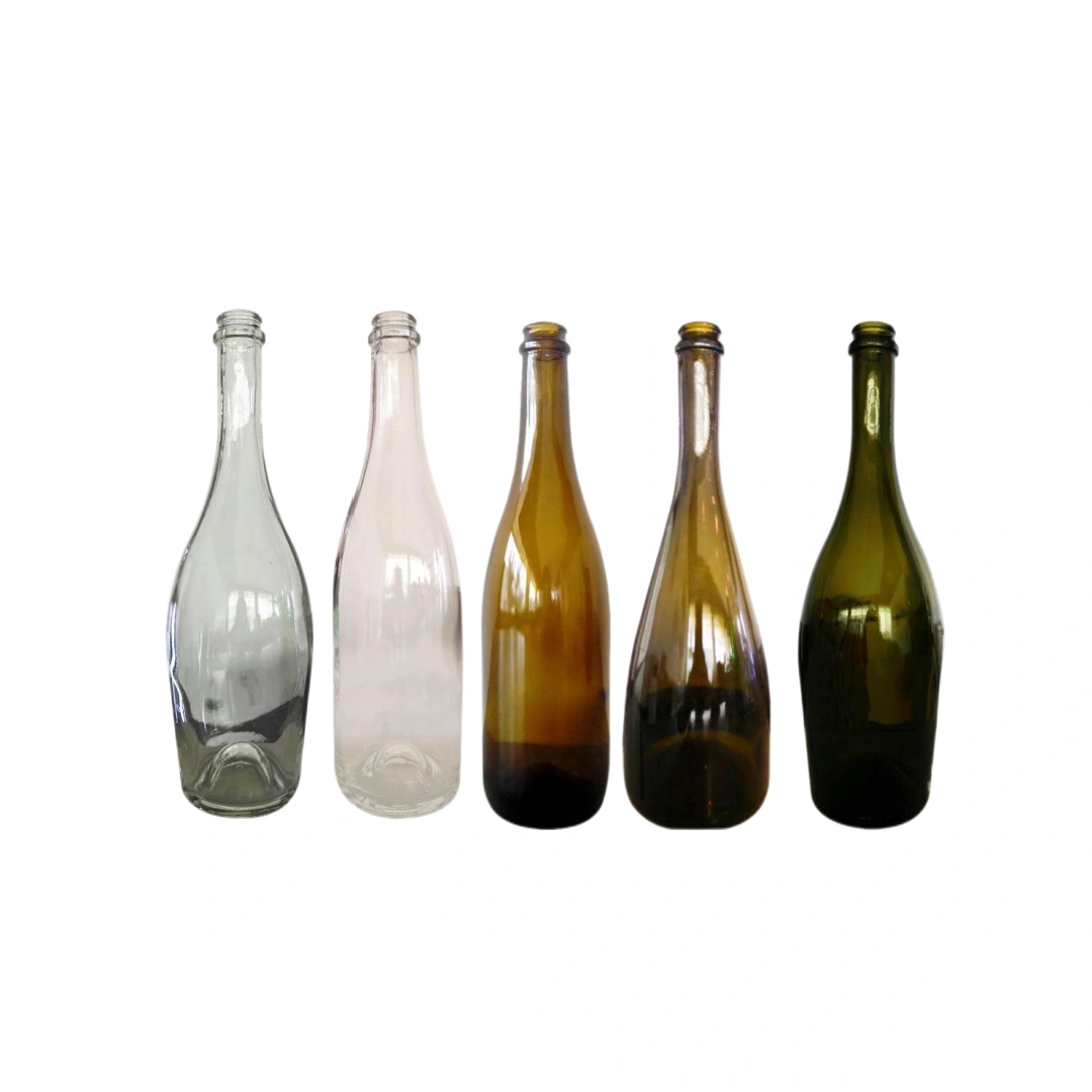 Botella de vidrio para champán y bebidas espumosas